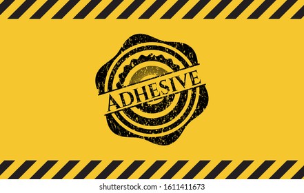Adhesive inside warning sign, black grunge emblem. Vector Illustration. Detailed.