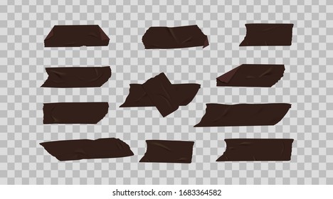 Adhesive and masking tape set  isolated on transparent background. Collection of various note papers.Vector realistic  ripped different adhesive tape pieces.
