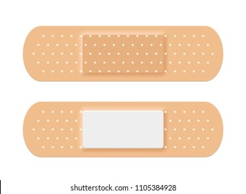 Adhesive medical plaster strip bandage. Medical patch aid strip.