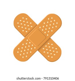 Adhesive Medical Plasters Bandage. Cross Icon. Vector