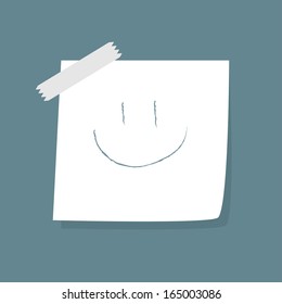 Adhesive Notes with smile and scotch. Vector Illustration