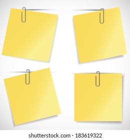 Adhesive Notes. Yellow notice stickers 