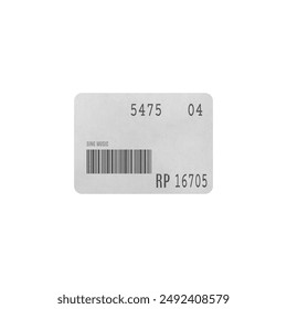 Adhesive paper barcode tag vector icon. Blank of product identification label with special mark. Sticker of special offers and discounts, information. Minimalist glued coupon design