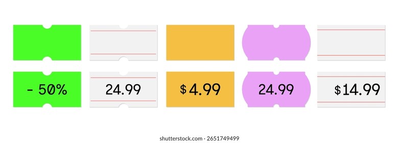 Conjunto de etiquetas de preço de papel adesivo - Adesivos em branco e pré-escritos de desconto para promoções de loja e design de marketing