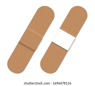 Adhesive plaster bandage, realistic vector illustration. First aid band for wound care.
