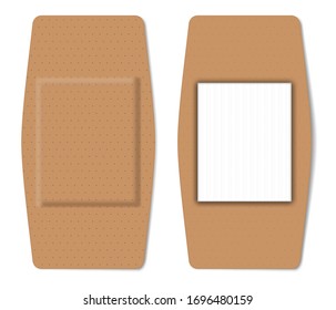 Adhesive plaster bandage, realistic vector illustration. First aid band for wound care.