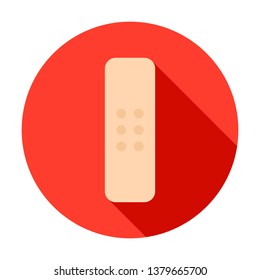 Adhesive Plaster Circle Icon. Vector Illustration with Long Shadow. Medicine Item.
