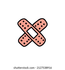 icono de doodle de yeso adhesivo, ilustración vectorial