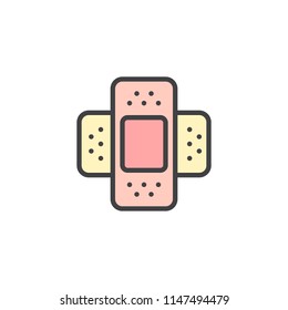Adhesive plaster filled outline icon, line vector sign, linear colorful pictogram isolated on white. Medical plaster symbol, logo illustration. Pixel perfect vector graphics