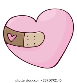 adhesive plaster heart valentines day cartoon clip art on white background vector isolated 14 February