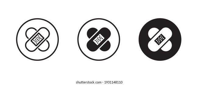 Adhesive Plaster icon, Bandage icons button, vector, sign, symbol, logo, illustration, editable stroke, flat design style isolated on white 