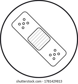 adhesive plaster icon in line art style; vector illustration, can use for app, print or web.