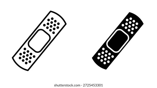 Klebendes Gipssymbol. Linie mit editierbarem Strich und flach für Web-Verband medizinischen Patch-Symbol in schwarz und weiß