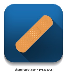 adhesive plaster icon With long shadow over app button