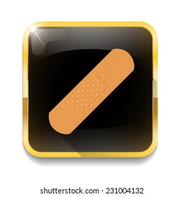 adhesive plaster icon With long shadow over app button