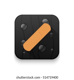 adhesive plaster icon With long shadow over app button