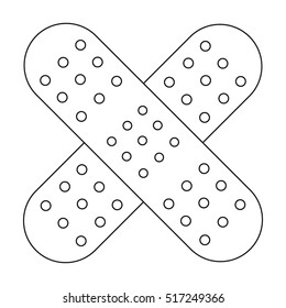 Adhesive plaster icon in outline style isolated on white background. Medicine and hospital symbol stock vector illustration.