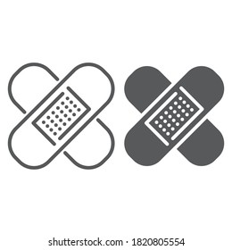 Adhesive plaster line and glyph icon, emergency and medicine, patch sign, vector graphics, a linear pattern on a white background, eps 10.