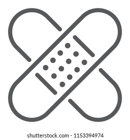 Adhesive plaster line icon, emergency and medicine, patch sign, vector graphics, a linear pattern on a white background, eps 10.