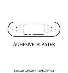 Adhesive plaster linear icon. Outline simple vector of sticking plaster. Contour isolated pictogram on white background