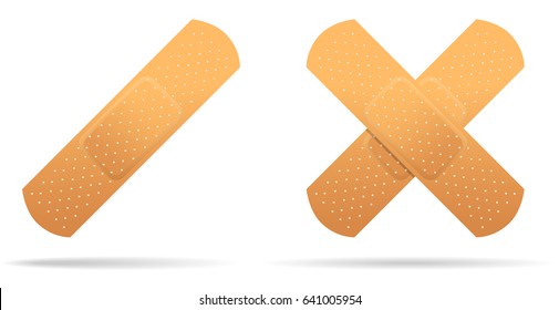 Adhesive plaster medical. Isolated object on white background. Vector illustration.