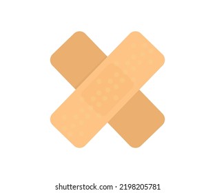 Adhesive plaster for medical skin care, medical tools logo design. Sticker with cross of sticky bandage vector design and illustration.

