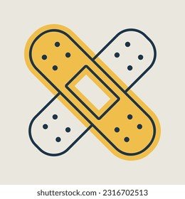 Adhesive plaster vector isolated icon. Medicine and healthcare, medical support sign. Graph symbol for medical web site and apps design, logo, app, UI