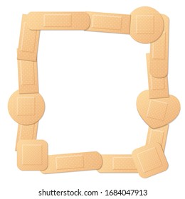 Adhesive plasters that form a frame. Isolated vector illustration on white background.