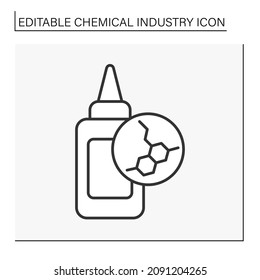  Adhesive Production Line Icon. Producing Glue Productions. Chemical Industry Concept. Isolated Vector Illustration. Editable Stroke