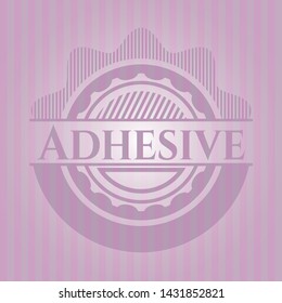 Adhesive realistic pink emblem. Vector Illustration. Detailed.