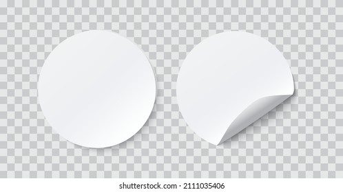 Adhesive stickers. Realistic vector paper circle stickers. Empty mockup for any memos