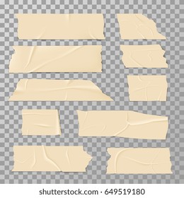 Adhesive Sticky Tape Isolated On Transparent Background Vector Set