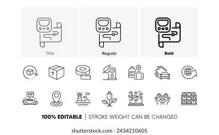 Adhesive tape, Add handbag and Airplane travel line icons. Pack of Home charging, Petrol station, Location icon. Lighthouse, Eco power, Return package pictogram. Vip transfer, Package. Vector