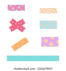 adhesive tape with different color pattern for decorative attached art paper isolated on white background. vector illustration