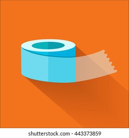 Adhesive tape flat icon. Modern flat icons with long shadow. Vector illustration