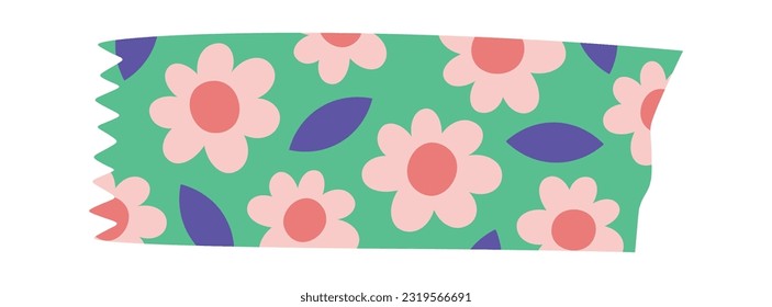 Adhesive Tape With Floral Pattern Vector Illustration