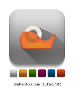 adhesive tape icon With long shadow over app button