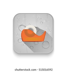 adhesive tape icon With long shadow over app button