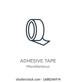 Adhesive tape icon. Thin linear adhesive tape outline icon isolated on white background from miscellaneous collection. Line vector sign, symbol for web and mobile