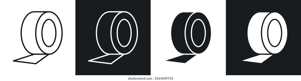 Adhesive tape icons collection in black filled and line style.