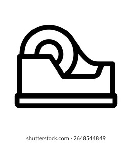 Adhesive tape line icon.School supplies. Simple vector symbol used for school, travel, or education themes. Clean linear design, editable stroke, isolated on white.