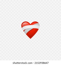 Adhesive tape. Red heart emoji. Healing. Vector