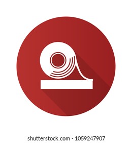 Adhesive tape roll flat linear long shadow icon. Insulating and electrical tape. Vector outline symbol