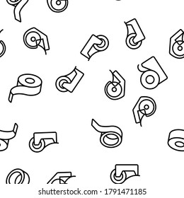 Adhesive Tape Scotch Vector Seamless Pattern Thin Line Illustration