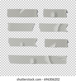 Adhesive tape set isolated on transparent background. Vector realistic element.