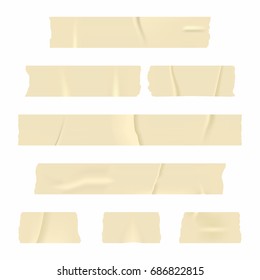 Adhesive tape. Set of realistic sticky tape stripes isolated on white background. Vector