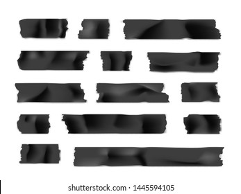 Adhesive tape set. Sticky paper strip isolated on white background. Vector illustration.