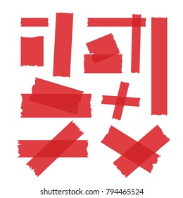 Adhesive tape set. Vector label adhesive strip pieces. Stick ripped tapes design