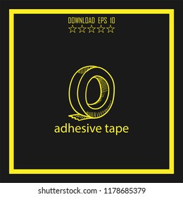 adhesive tape sketch vector icon