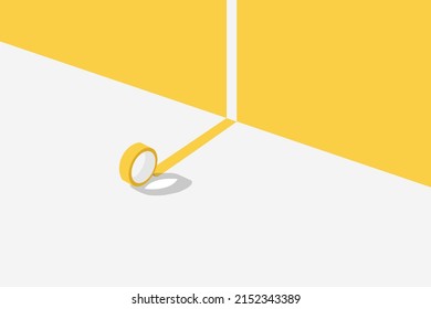 Adhesive Tape Sticking to Yellow and Gray Colored Background. Business creative solution, break free of convention, stereotype, vector concept. Symbol of challenge